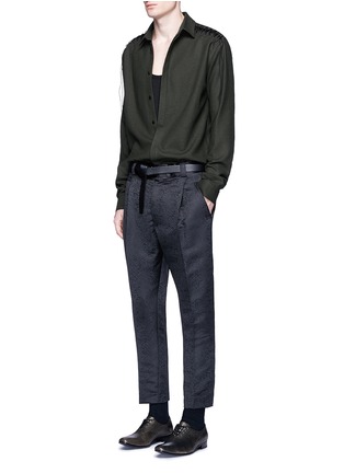Figure View - Click To Enlarge - HAIDER ACKERMANN - Lace-up insert fleece wool shirt