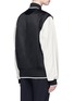 Back View - Click To Enlarge - RAG & BONE - 'Edith' leather sleeve padded felt varsity jacket