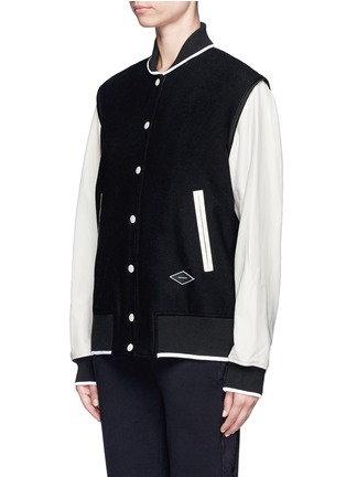 Front View - Click To Enlarge - RAG & BONE - 'Edith' leather sleeve padded felt varsity jacket