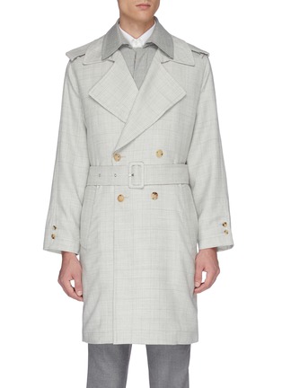 Main View - Click To Enlarge - UNCENSORED - Layered collar houndstooth check plaid trench coat