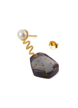 Detail View - Click To Enlarge - EJING ZHANG - 'Tanguy' freshwater pearl stud swirl resin drop earrings