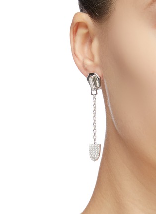 Figure View - Click To Enlarge - BITTERSWEET - 'Zipper III' cubic zirconia single drop earring