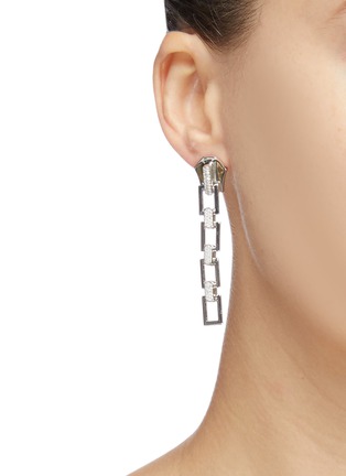 Figure View - Click To Enlarge - BITTERSWEET - 'Zipper II' cubic zirconia link chain single drop earring