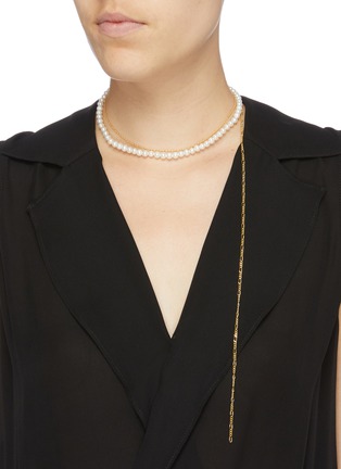 Figure View - Click To Enlarge - BITTERSWEET - Faux pearl link chain necklace