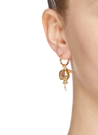 Figure View - Click To Enlarge - OOAK - Glass crystal pomegranate single drop earring