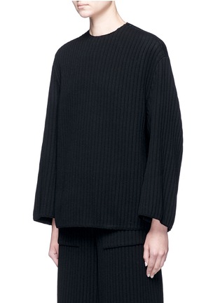 Front View - Click To Enlarge - MS MIN - Oversized chunky wool ribbed top