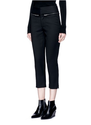 Front View - Click To Enlarge - MS MIN - Zip trim wool cropped pants