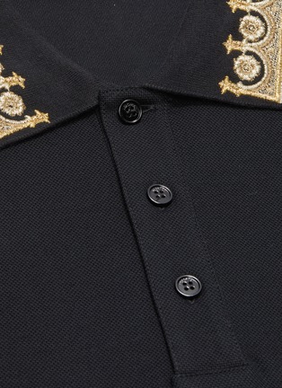  - VERSACE - Crown embroidered collar polo shirt