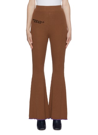 Main View - Click To Enlarge - GROUND ZERO - Logo embroidered flare pants