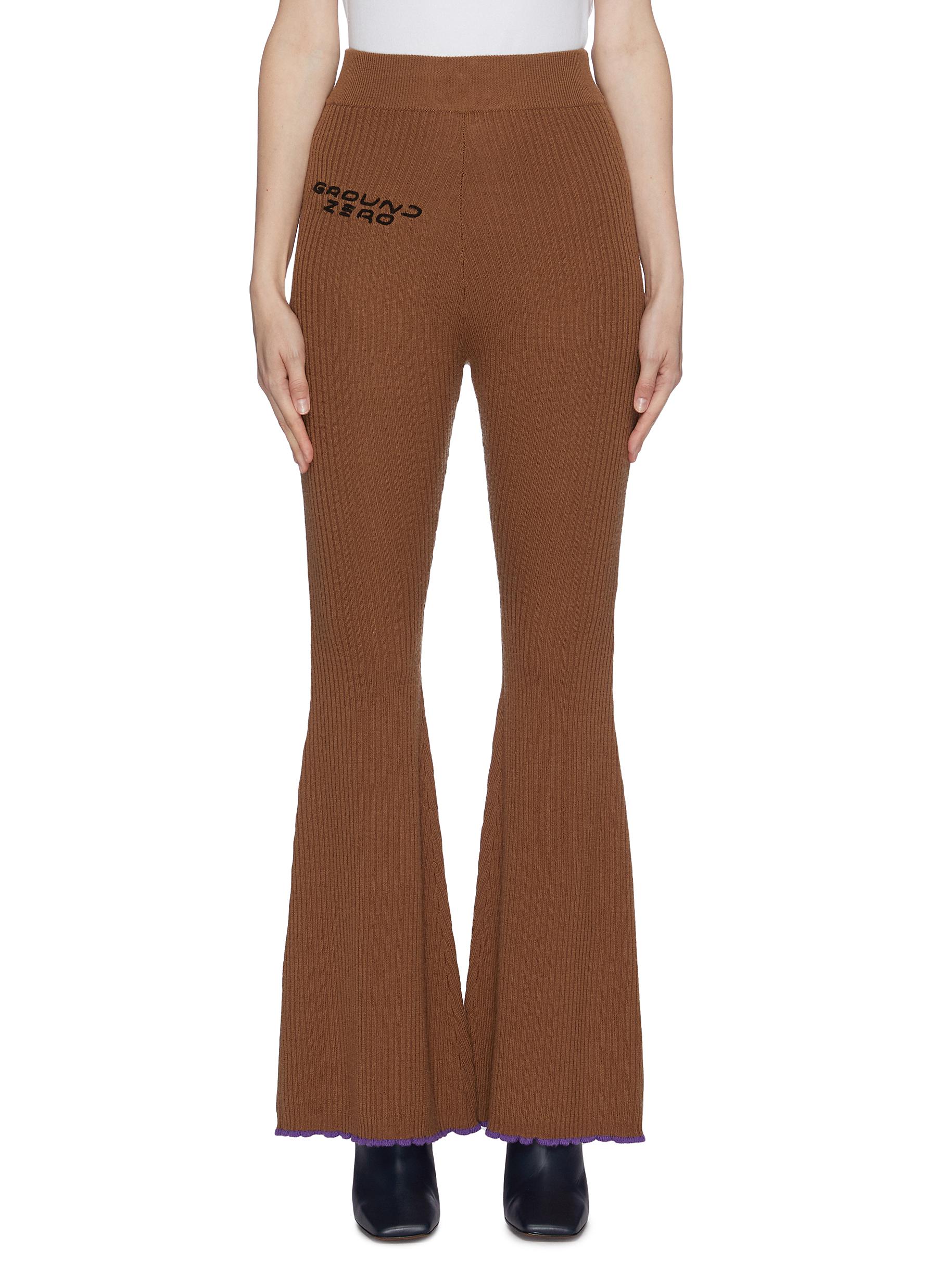 Logo embroidered flare pants by Ground Zero