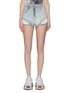 Main View - Click To Enlarge - GROUND ZERO - Frayed layered waist cuff denim shorts