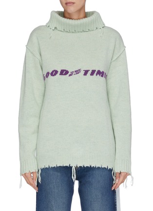 Main View - Click To Enlarge - GROUND ZERO - 'Good Times' distressed widened mock neck sweater
