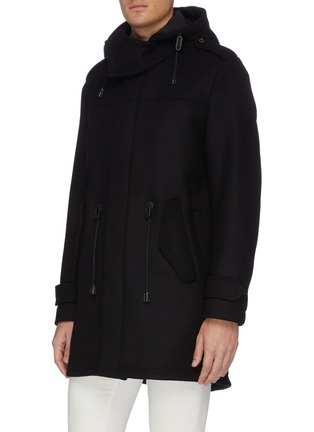 Front View - Click To Enlarge - SEALUP - Snap front hooded wool parka