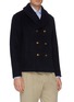 Front View - Click To Enlarge - SEALUP - Ribbed collar felt peacoat