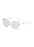 Main View - Click To Enlarge - WHATEVER EYEWEAR - 'Perky' faux pearl angular frame metal sunglasses