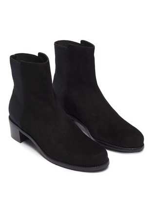 Detail View - Click To Enlarge - STUART WEITZMAN - 'Easyon' panelled suede ankle boots