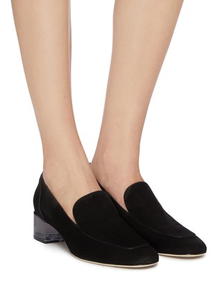 Figure View - Click To Enlarge - STUART WEITZMAN - 'Carmella' acrylic heel suede loafer pumps