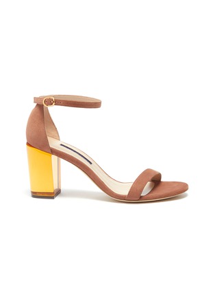 Main View - Click To Enlarge - STUART WEITZMAN - 'Nearlynude' clear heel suede ankle strap sandals
