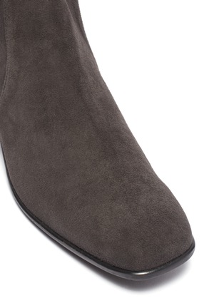 Detail View - Click To Enlarge - STUART WEITZMAN - 'Charolet' clear heel thigh high suede boots