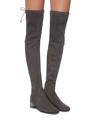 Figure View - Click To Enlarge - STUART WEITZMAN - 'Charolet' clear heel thigh high suede boots
