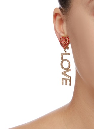 Figure View - Click To Enlarge - BIJOUX DE FAMILLE - 'True Love' glass crystal drop clip earrings