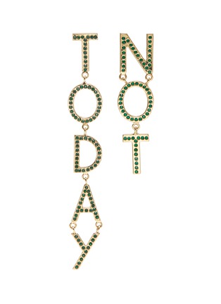 Main View - Click To Enlarge - BIJOUX DE FAMILLE - 'Not Today' glass crystal mismatched drop earrings