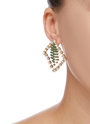 Figure View - Click To Enlarge - ROSANTICA - 'Divinita' glass crystal fringe cutout square drop earrings