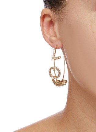 Figure View - Click To Enlarge - ROSANTICA - 'Love' glass crystal hoop earrings