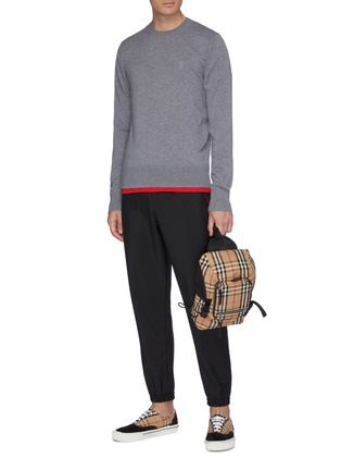Figure View - Click To Enlarge - BURBERRY - Logo tape pocket wool-mohair jogging pants
