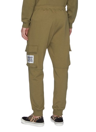 Back View - Click To Enlarge - BURBERRY - Textured logo print cargo sweatpants