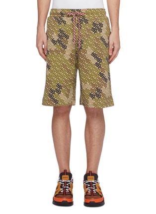 Main View - Click To Enlarge - BURBERRY - Camouflage monogram print sweat shorts