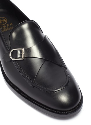 Detail View - Click To Enlarge - EDHÈN - 'St Louis' slant monk strap leather shoes