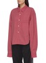Front View - Click To Enlarge - VETEMENTS - Label tag gingham check oversized shirt
