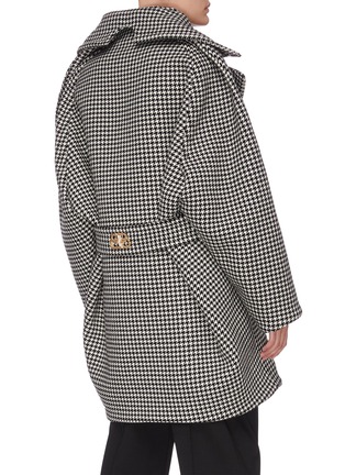 Back View - Click To Enlarge - BALENCIAGA - Pinch shoulder belted houndstooth wrap coat