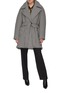 Figure View - Click To Enlarge - BALENCIAGA - Pinch shoulder belted houndstooth wrap coat