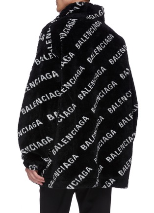 Back View - Click To Enlarge - BALENCIAGA - 'Balenciaga' logo print faux fur zip jacket
