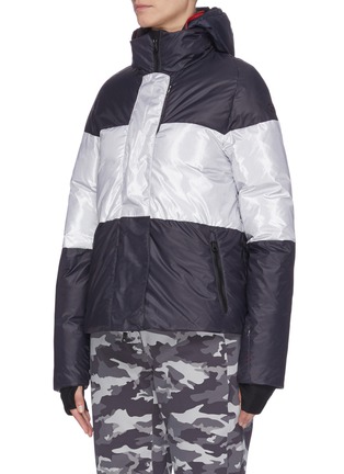 Detail View - Click To Enlarge - ERIN SNOW - 'Lola' colourblock panelled high neck aluminium stripe performance jacket