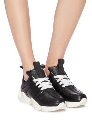 Figure View - Click To Enlarge - BEN TAVERNITI UNRAVEL PROJECT  - Chunky outsole logo grosgrain tape leather sneakers