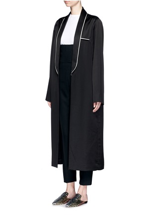 Front View - Click To Enlarge - HAIDER ACKERMANN - Contrast piping satin overcoat