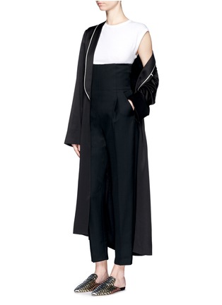 Figure View - Click To Enlarge - HAIDER ACKERMANN - Contrast piping satin overcoat
