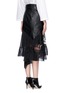 Back View - Click To Enlarge - HAIDER ACKERMANN - 'Varukers' lace silk ruffle hem leather skirt