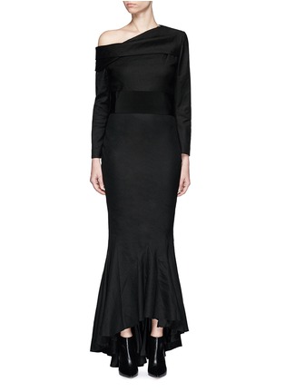 Main View - Click To Enlarge - HAIDER ACKERMANN - 'Maban' one-shoulder linen-wool fishtail dress