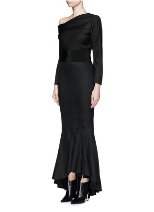 Figure View - Click To Enlarge - HAIDER ACKERMANN - 'Maban' one-shoulder linen-wool fishtail dress