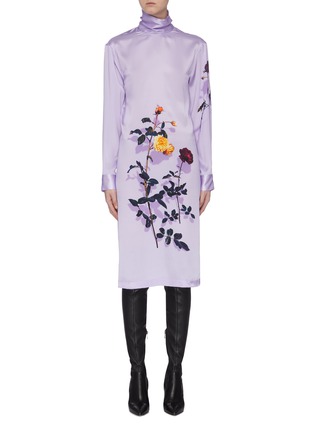 Main View - Click To Enlarge - DRIES VAN NOTEN - 'Dontis' floral print satin turtleneck dress