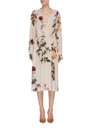 Main View - Click To Enlarge - DRIES VAN NOTEN - 'Dion' cross front floral photographic print dress