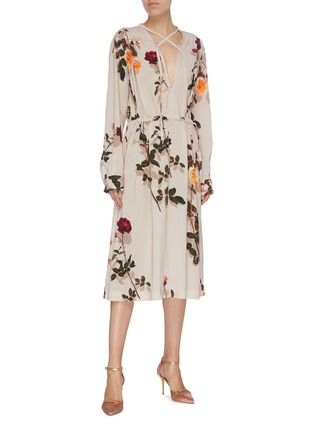 Figure View - Click To Enlarge - DRIES VAN NOTEN - 'Dion' cross front floral photographic print dress