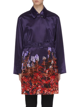 Main View - Click To Enlarge - DRIES VAN NOTEN - 'Ramblin' belted floral photographic print satin coat