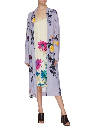 Figure View - Click To Enlarge - DRIES VAN NOTEN - Floral print satin slip dress