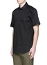Front View - Click To Enlarge - ALEXANDER WANG - Patch appliqué cotton twill shirt
