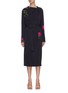 Main View - Click To Enlarge - DRIES VAN NOTEN - Detachable buckle belt ruched shoulder floral print midi dress